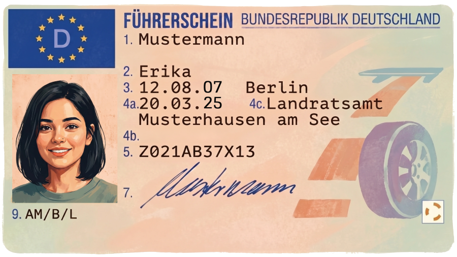 Führerschein einer jungen Frau