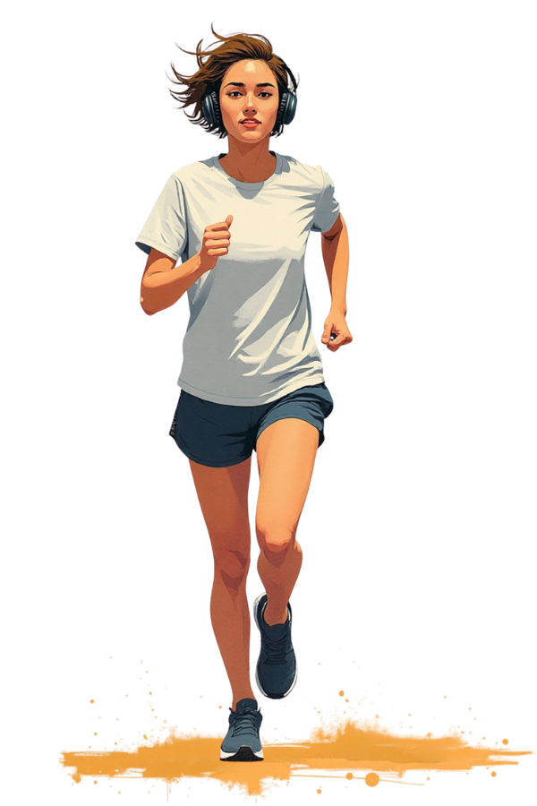 Eine Joggerin von vorne.