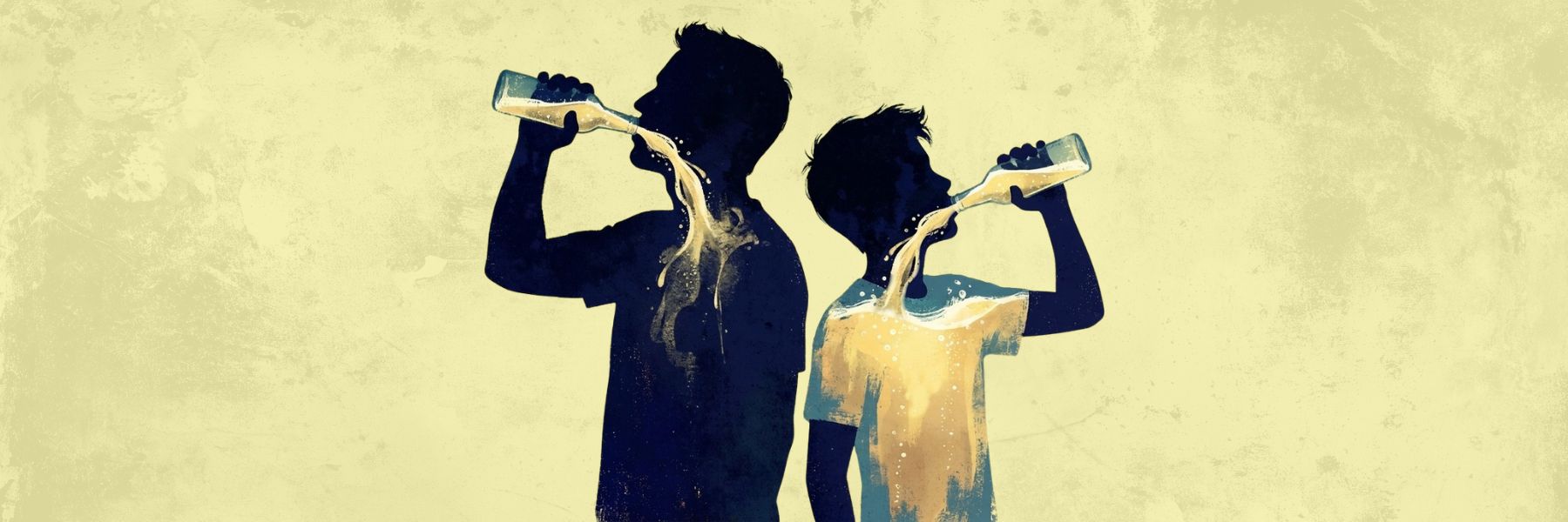 Ein Erwachsener und ein Jugendlicher trinken Alkohol.