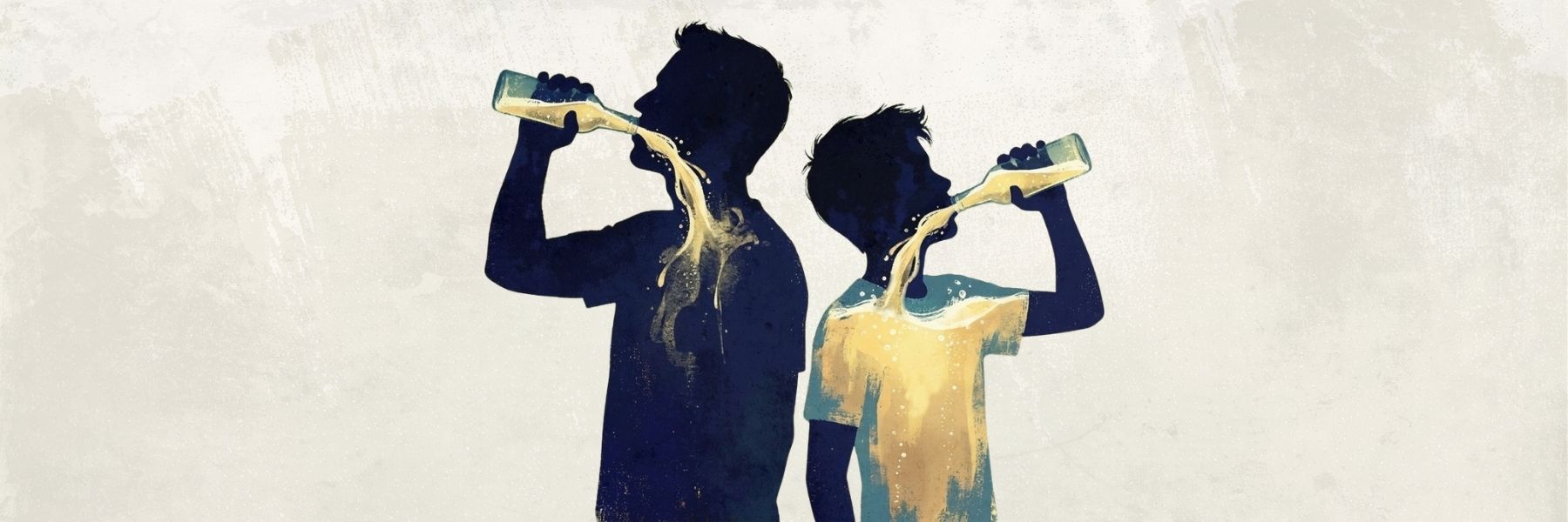 Ein Erwachsener und ein Jugendlicher trinken beide ein alkoholisches Getränk. Beim Jugendlichen wirkt es viel stärker.