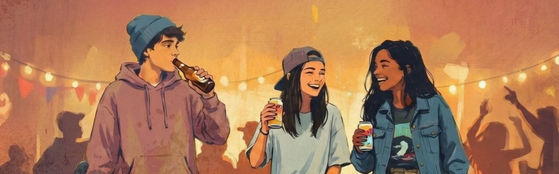 Jugendliche trinken Alkohol auf einer Party.