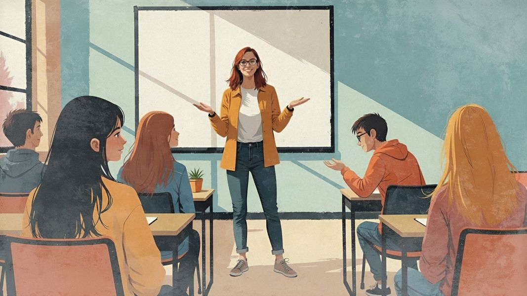 Eine Lehrerin unterrichtet eine Klasse